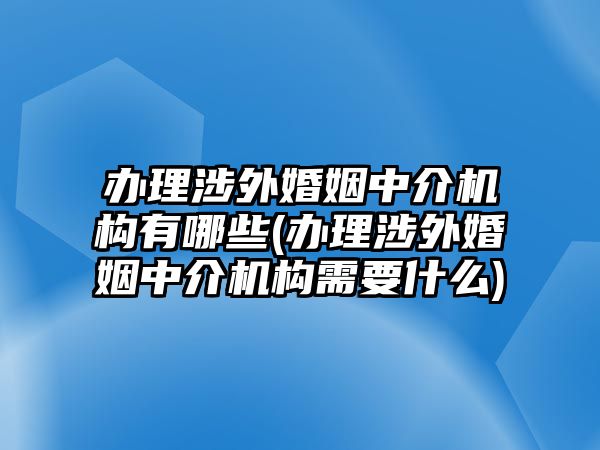 辦理涉外婚姻中介機構有哪些(辦理涉外婚姻中介機構需要什么)