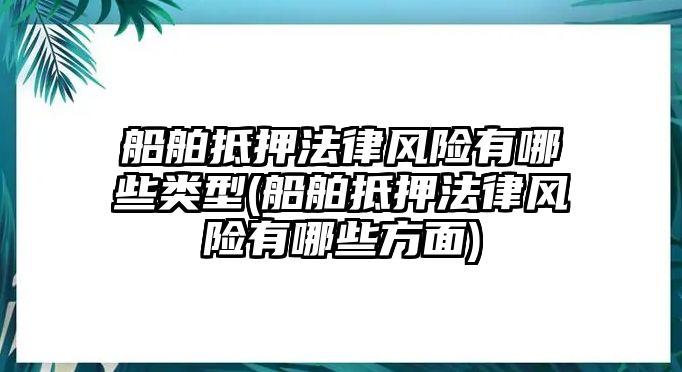 船舶抵押法律風(fēng)險(xiǎn)有哪些類型(船舶抵押法律風(fēng)險(xiǎn)有哪些方面)