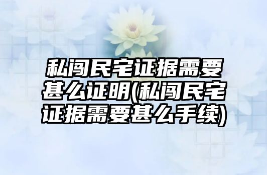 私闖民宅證據需要甚么證明(私闖民宅證據需要甚么手續(xù))