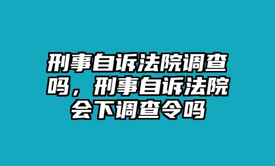 刑事自訴法院調查嗎，刑事自訴法院會下調查令嗎