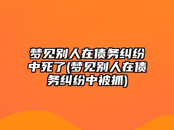 夢見別人在債務(wù)糾紛中死了(夢見別人在債務(wù)糾紛中被抓)