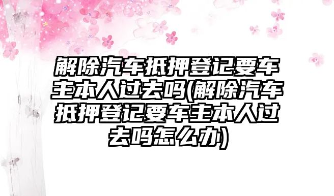 解除汽車抵押登記要車主本人過去嗎(解除汽車抵押登記要車主本人過去嗎怎么辦)