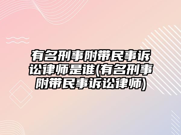 有名刑事附帶民事訴訟律師是誰(有名刑事附帶民事訴訟律師)