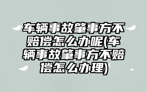 車輛事故肇事方不賠償怎么辦呢(車輛事故肇事方不賠償怎么辦理)