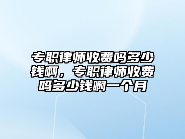 專職律師收費嗎多少錢啊，專職律師收費嗎多少錢啊一個月