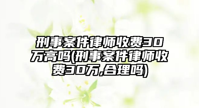 刑事案件律師收費30萬高嗎(刑事案件律師收費30萬,合理嗎)