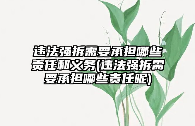 違法強拆需要承擔哪些責任和義務(違法強拆需要承擔哪些責任呢)