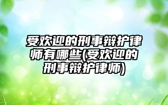 受歡迎的刑事辯護(hù)律師有哪些(受歡迎的刑事辯護(hù)律師)