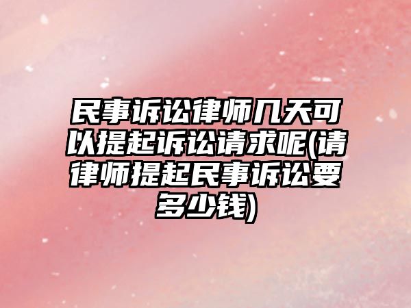 民事訴訟律師幾天可以提起訴訟請(qǐng)求呢(請(qǐng)律師提起民事訴訟要多少錢)