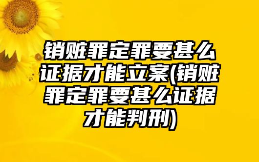 銷贓罪定罪要甚么證據才能立案(銷贓罪定罪要甚么證據才能判刑)