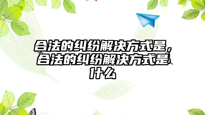 合法的糾紛解決方式是，合法的糾紛解決方式是什么