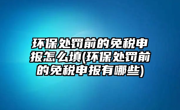 環(huán)保處罰前的免稅申報怎么填(環(huán)保處罰前的免稅申報有哪些)