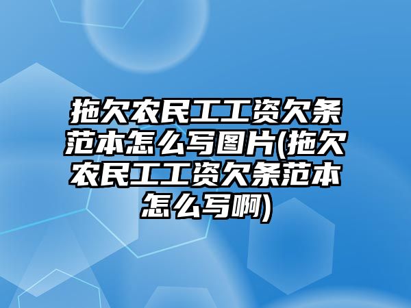 拖欠農民工工資欠條范本怎么寫圖片(拖欠農民工工資欠條范本怎么寫啊)