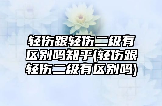 輕傷跟輕傷二級有區(qū)別嗎知乎(輕傷跟輕傷二級有區(qū)別嗎)