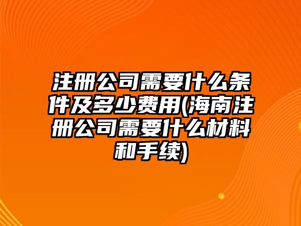 注冊公司需要什么條件及多少費用(海南注冊公司需要什么材料和手續)