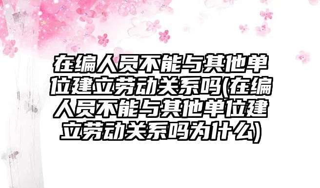 在編人員不能與其他單位建立勞動關系嗎(在編人員不能與其他單位建立勞動關系嗎為什么)