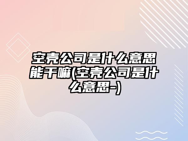 空殼公司是什么意思能干嘛(空殼公司是什么意思-)