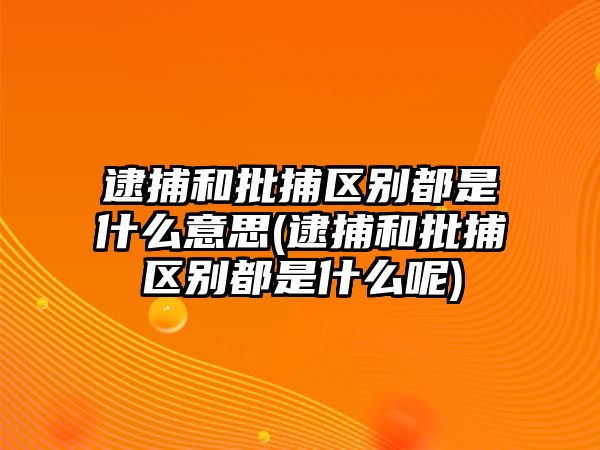 逮捕和批捕區別都是什么意思(逮捕和批捕區別都是什么呢)