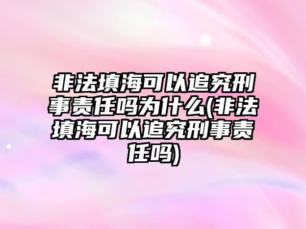 非法填海可以追究刑事責任嗎為什么(非法填海可以追究刑事責任嗎)