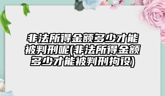 非法所得金額多少才能被判刑呢(非法所得金額多少才能被判刑拘役)