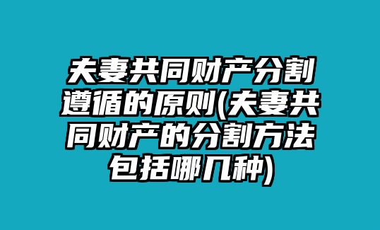 夫妻共同財(cái)產(chǎn)分割遵循的原則(夫妻共同財(cái)產(chǎn)的分割方法包括哪幾種)