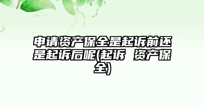 申請(qǐng)資產(chǎn)保全是起訴前還是起訴后呢(起訴 資產(chǎn)保全)