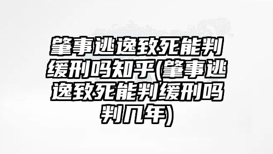 肇事逃逸致死能判緩刑嗎知乎(肇事逃逸致死能判緩刑嗎判幾年)