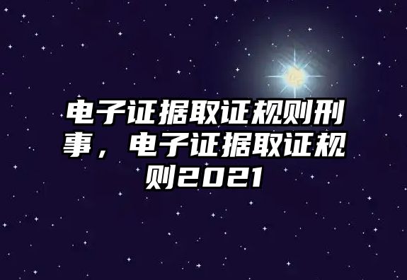 電子證據取證規則刑事，電子證據取證規則2021