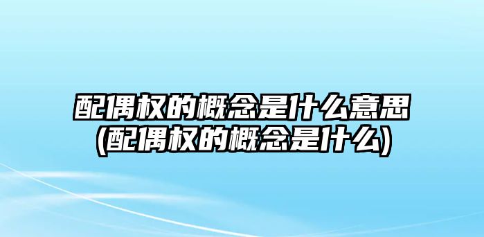 配偶權的概念是什么意思(配偶權的概念是什么)