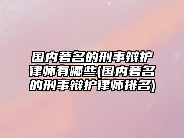 國內著名的刑事辯護律師有哪些(國內著名的刑事辯護律師排名)