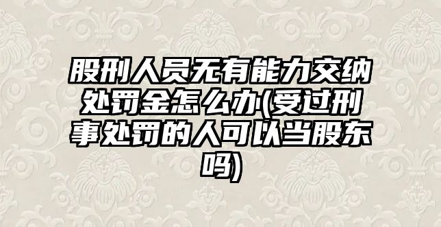 股刑人員無有能力交納處罰金怎么辦(受過刑事處罰的人可以當股東嗎)