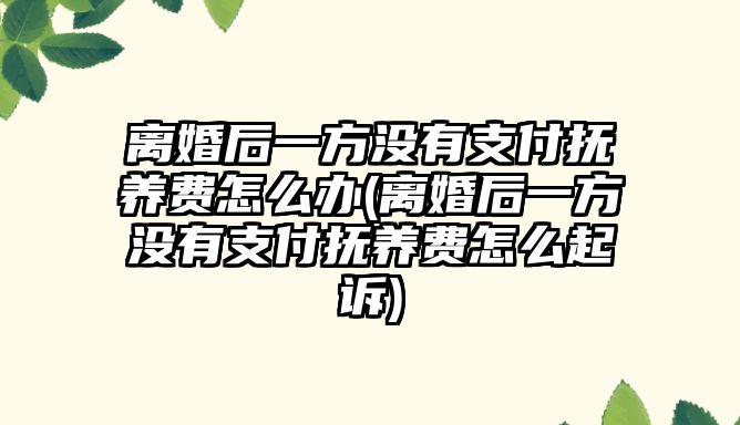 離婚后一方?jīng)]有支付撫養(yǎng)費(fèi)怎么辦(離婚后一方?jīng)]有支付撫養(yǎng)費(fèi)怎么起訴)