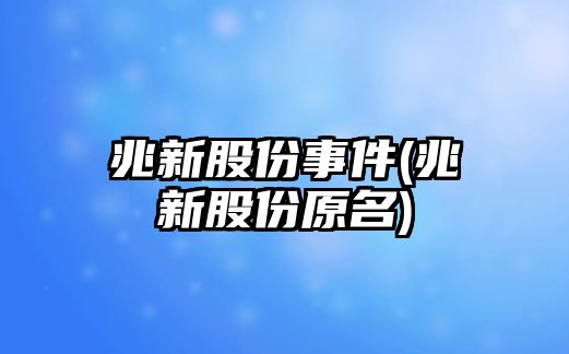 兆新股份事件(兆新股份原名)