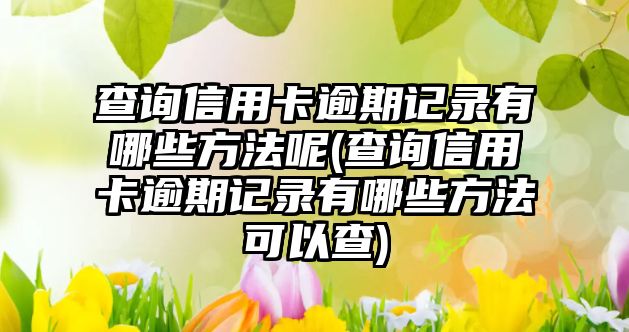 查詢信用卡逾期記錄有哪些方法呢(查詢信用卡逾期記錄有哪些方法可以查)