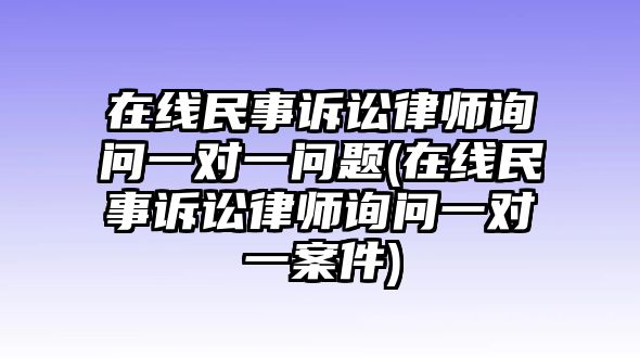 在線民事訴訟律師詢問一對一問題(在線民事訴訟律師詢問一對一案件)