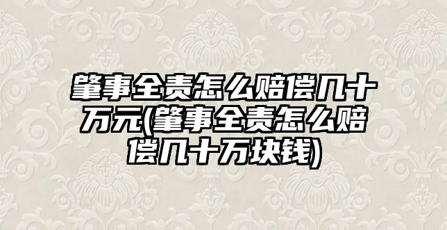 肇事全責怎么賠償幾十萬元(肇事全責怎么賠償幾十萬塊錢)