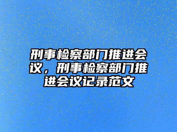 刑事檢察部門推進(jìn)會議，刑事檢察部門推進(jìn)會議記錄范文