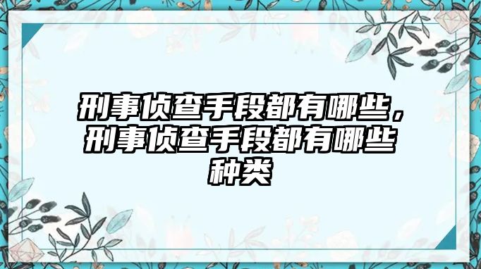 刑事偵查手段都有哪些，刑事偵查手段都有哪些種類