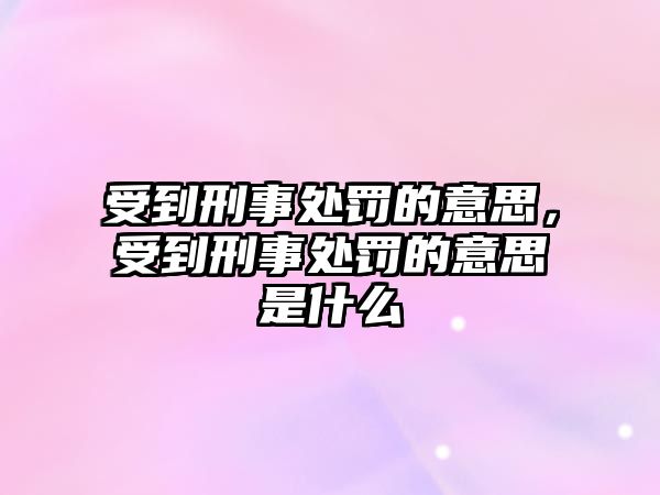 受到刑事處罰的意思，受到刑事處罰的意思是什么