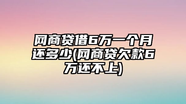 網(wǎng)商貸借6萬(wàn)一個(gè)月還多少(網(wǎng)商貸欠款6萬(wàn)還不上)