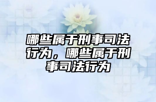 哪些屬于刑事司法行為，哪些屬于刑事司法行為