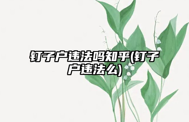 釘子戶違法嗎知乎(釘子戶違法么)