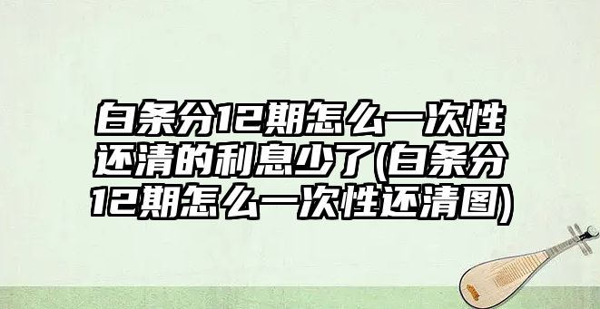 白條分12期怎么一次性還清的利息少了(白條分12期怎么一次性還清圖)