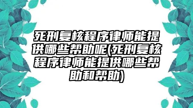 死刑復核程序律師能提供哪些幫助呢(死刑復核程序律師能提供哪些幫助和幫助)