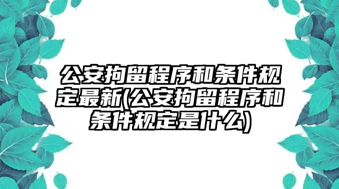 公安拘留程序和條件規定最新(公安拘留程序和條件規定是什么)