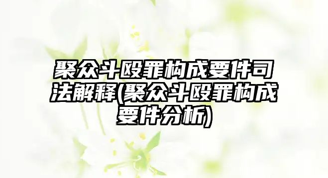 聚眾斗毆罪構成要件司法解釋(聚眾斗毆罪構成要件分析)