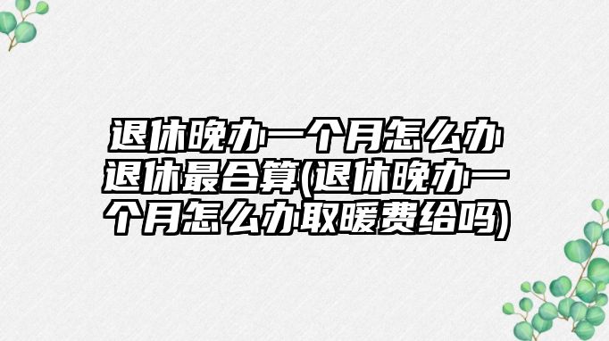 退休晚辦一個月怎么辦退休最合算(退休晚辦一個月怎么辦取暖費給嗎)