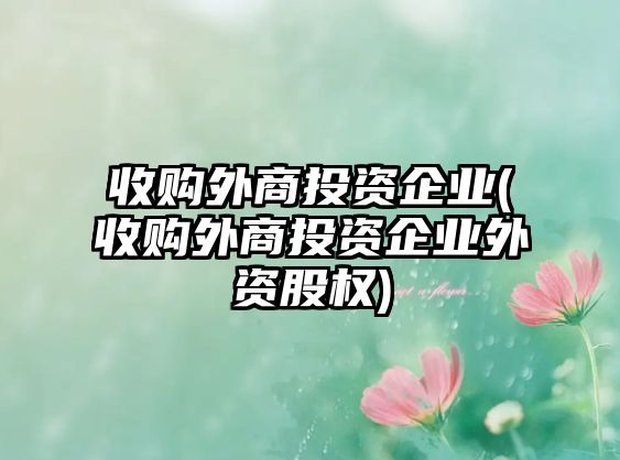 收購外商投資企業(收購外商投資企業外資股權)