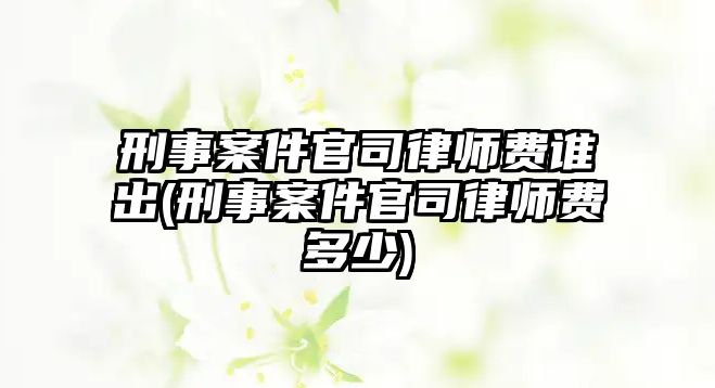 刑事案件官司律師費誰出(刑事案件官司律師費多少)