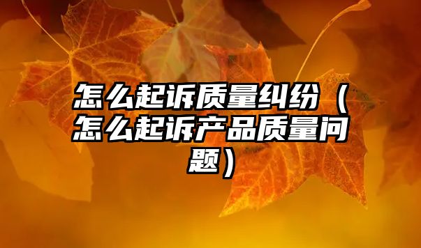 怎么起訴質(zhì)量糾紛（怎么起訴產(chǎn)品質(zhì)量問題）